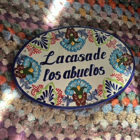 Tile Sign Hand Painted la Casa De Los Abuelos Ceramic Wall Plaque Mexico - Picture 2 of 16